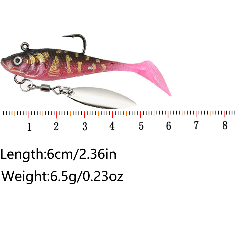 5PCS T-Tail Soft Bait Artifici - огляд і ціна Fishing Lure Spinnerbait